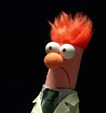 Beaker from the mupets quivering in fear